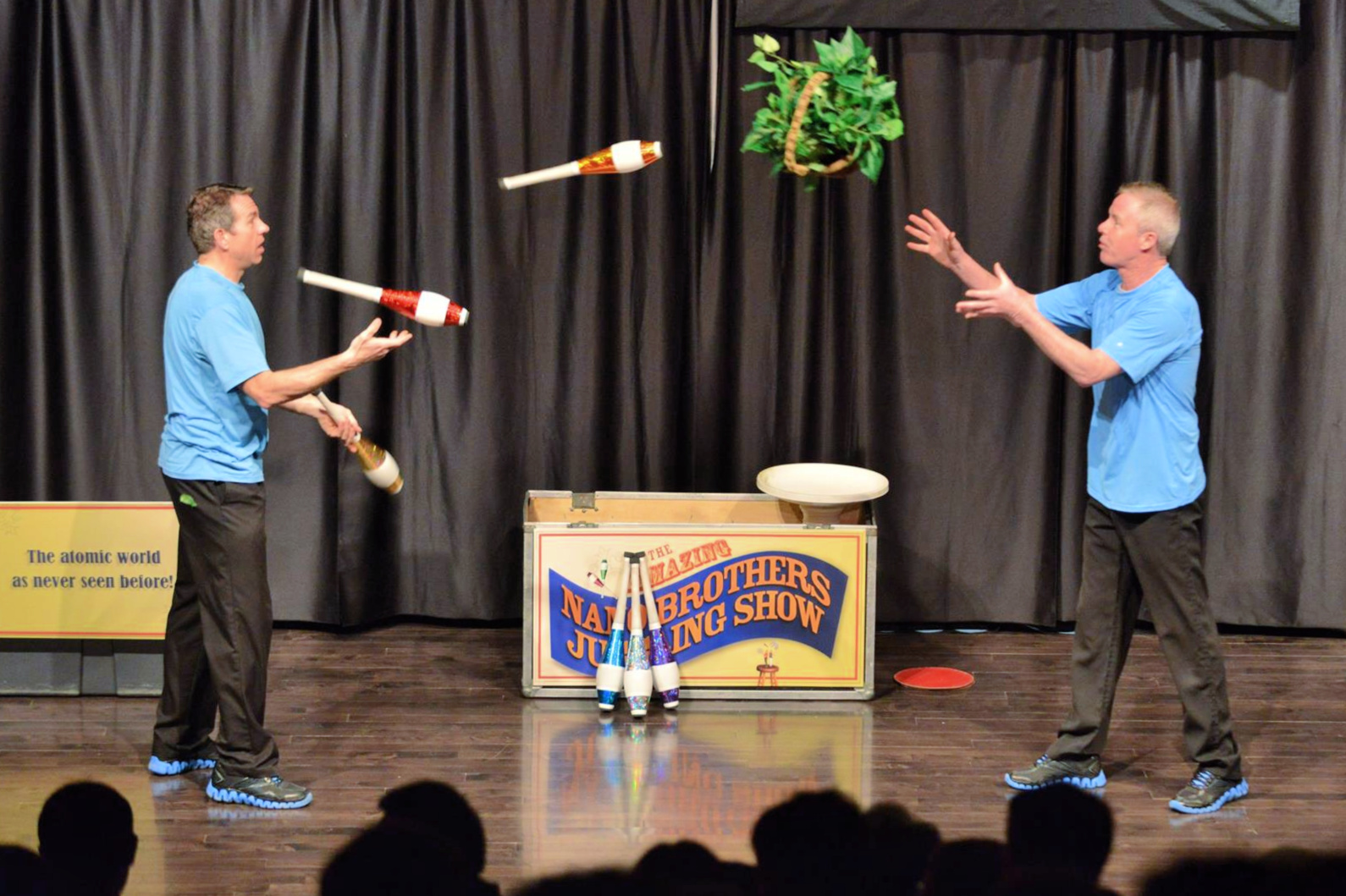 This juggling show helps teach kids the wonders of physics at the Museum of Science. Photo courtesy of the Amazing Nano Brothers Juggling Show