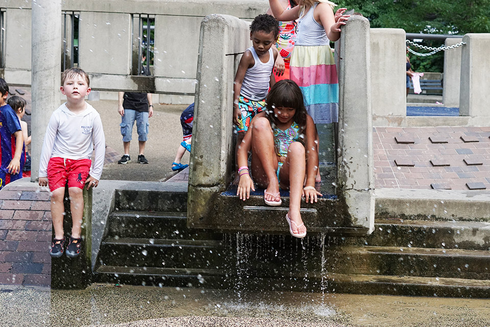 Explore all the nooks and crannies of the unique water play area.