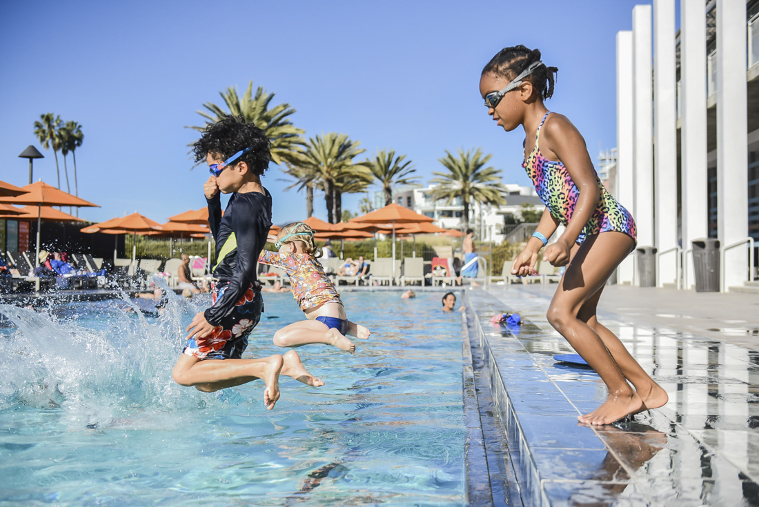 Dive in, the water is fine! So are the splash pad, beach playground, and cafe. Photo courtesy of the Annenberg Community Beach House