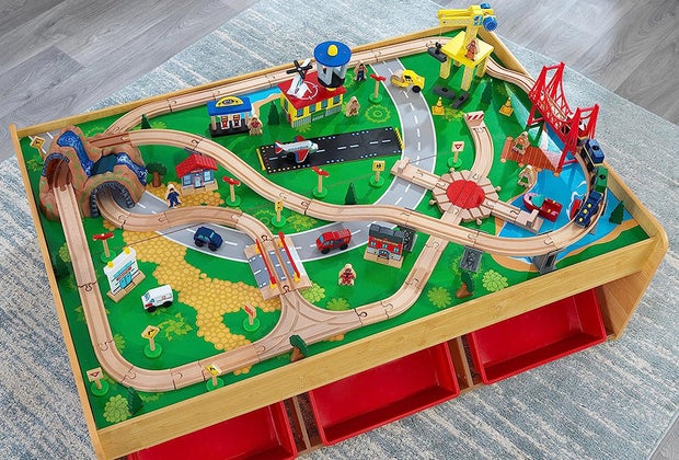 Best Toddler Gifts: KidKraft Waterfall Mountain Wooden Train Set & Table