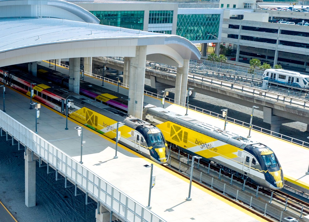 Exterior of the Brightline train station in Orlando, Florida
