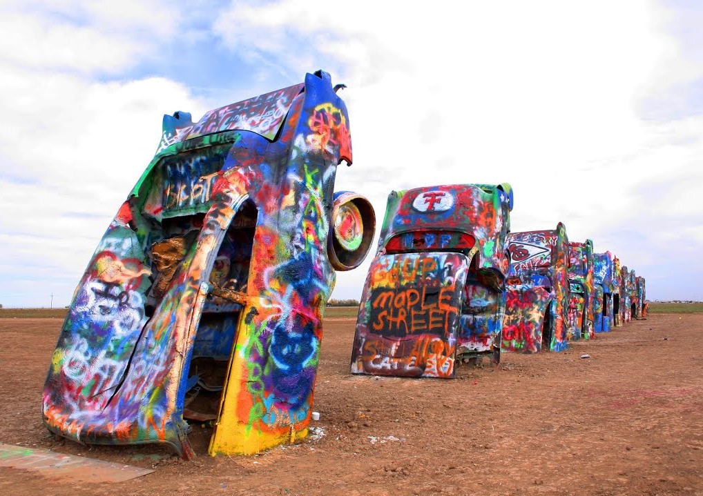 Stop at Cadillac Ranch near Amarillo for some cool photos on your roadtrip to the Texas Panhandle.