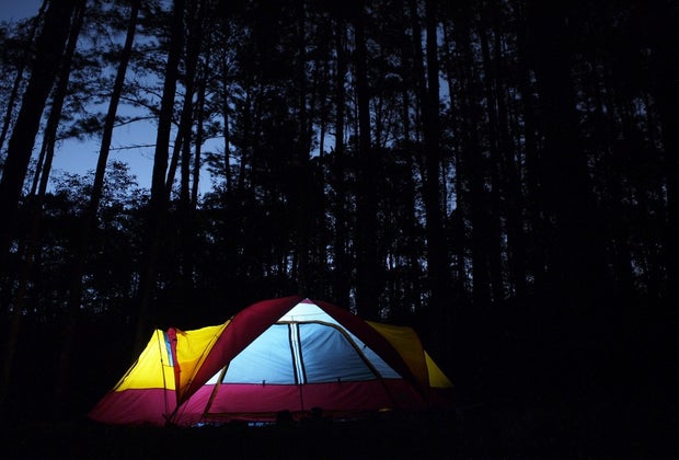 Best Campgrounds for Tent Camping with Kids Near LA: tent at night