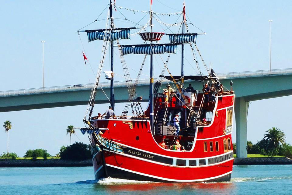 people take a pirate boat ride 