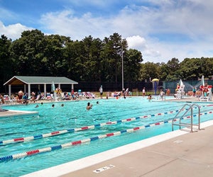 The complex at Centereach Pool offers lane swimming and a splash pad area for younger kids. Photo courtesy of Centereach Pool