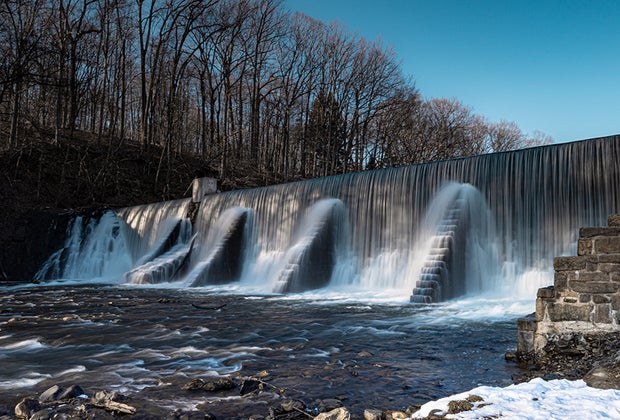 Lake Solace Waterfall is near the family-friendly hiking path on the Columbia Trail