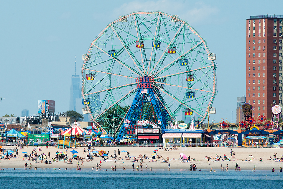 Coney Island's shores are easy to get to, and action packed from the rides to the waves. Photo courtesy of NYC Parks
