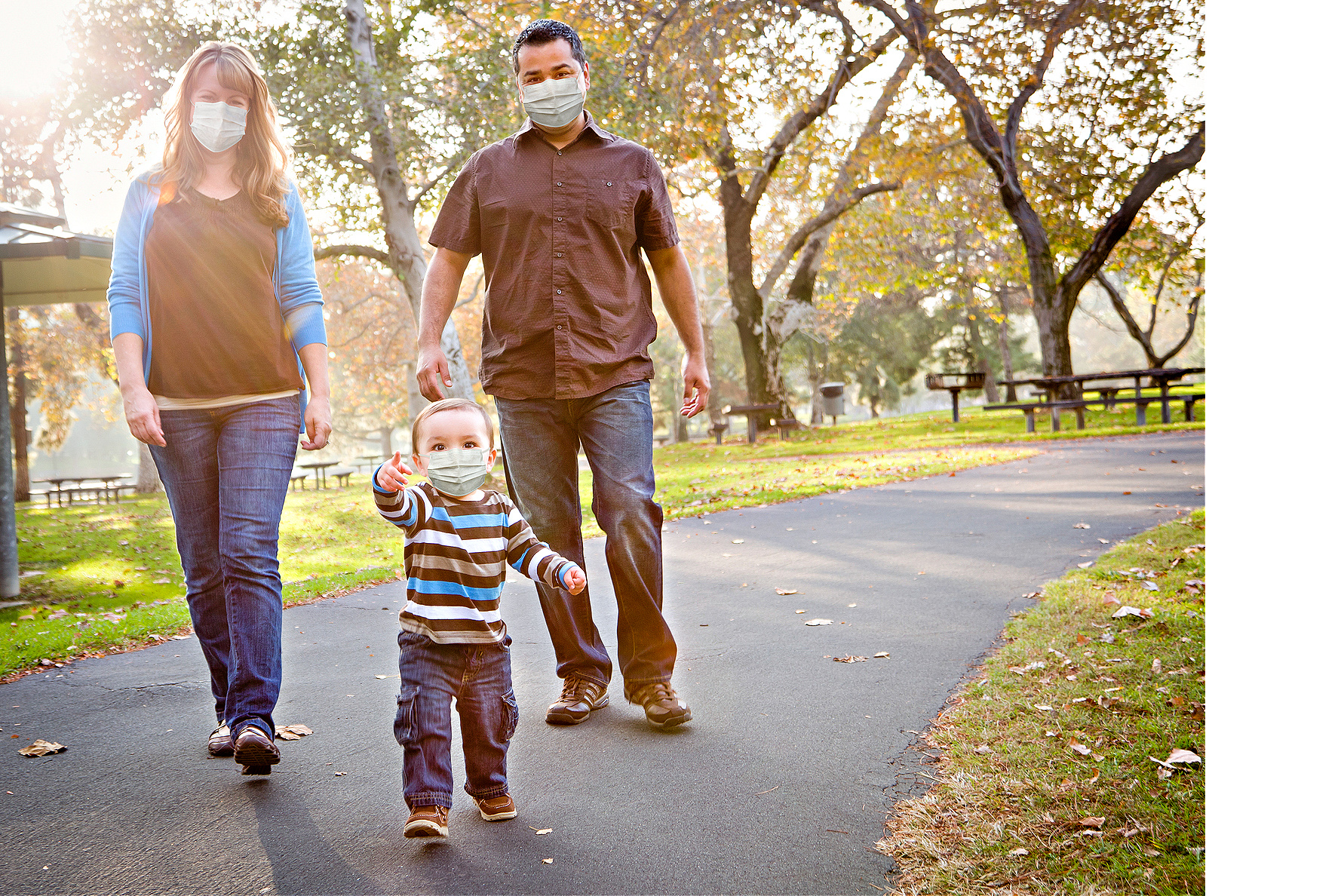 Families masked up and headed outdoors in 2020.