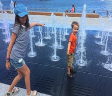 The Domino Park splash pad is gentle enough for little kids to enjoy its spray. Photo by Ros Muggeridge
