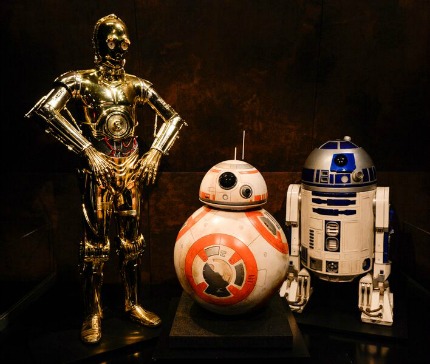 C3PO, R2D2 and BB-88 at Star Wars and the Power of Costume Exhibit