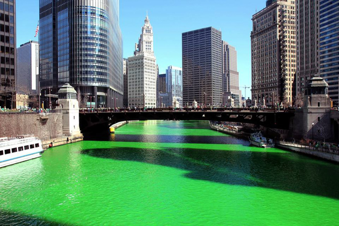 Chicago River for St. Patrick's Day. photo courtesy of Lawnstarter