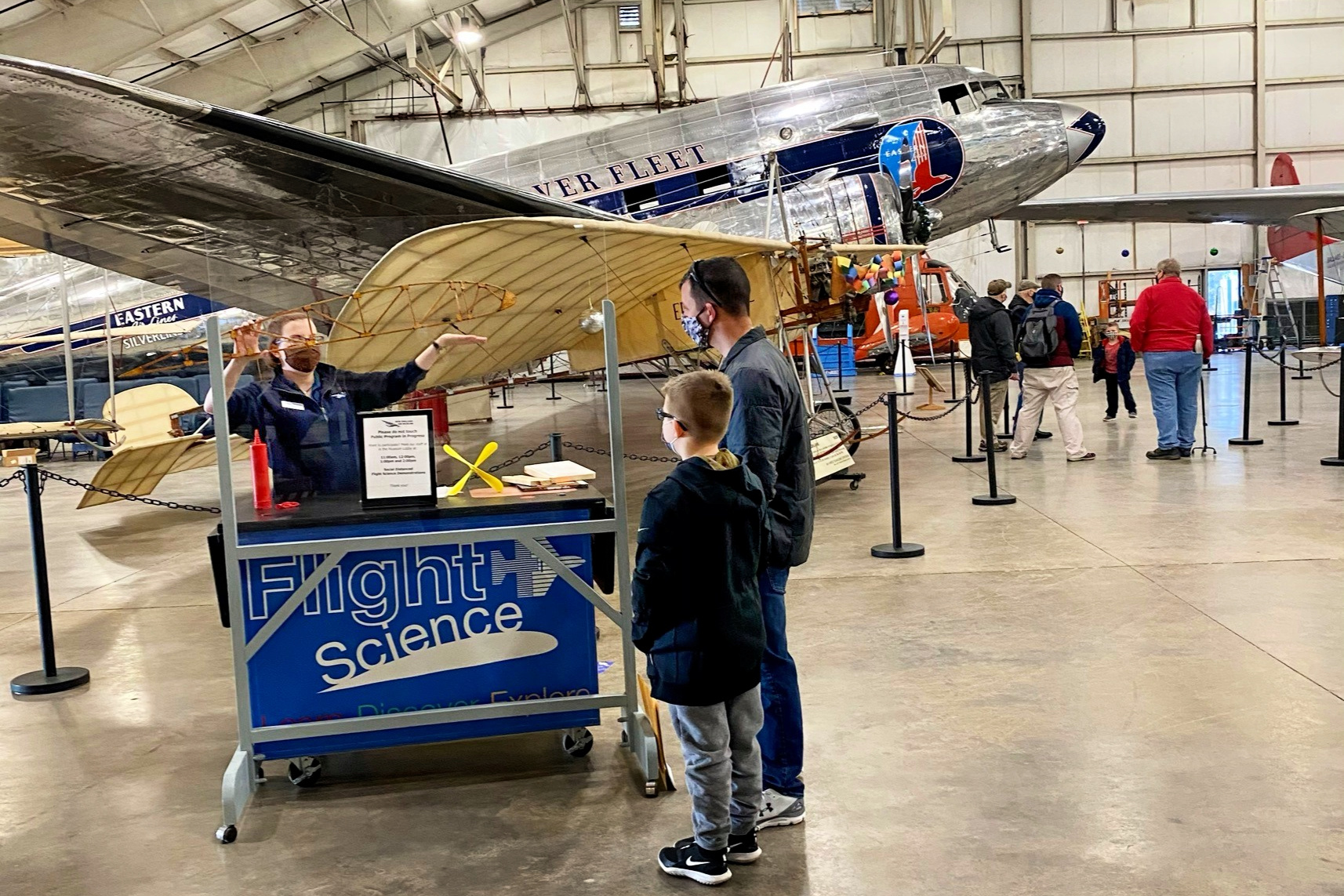 Staff members are on hand to explain the historic aircraft. Photo courtesy of the New England Air Museum
