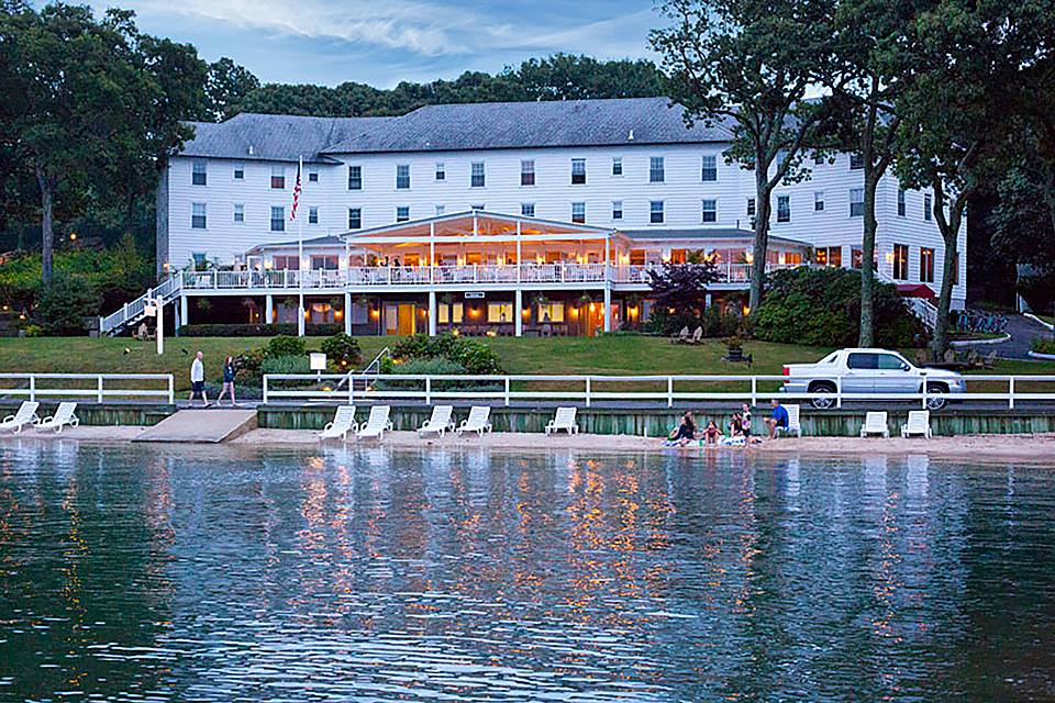 The waterfront Pridwin Hotel and Cottages offers a serene escape at its family-friendly hotel on Shelter Island. 