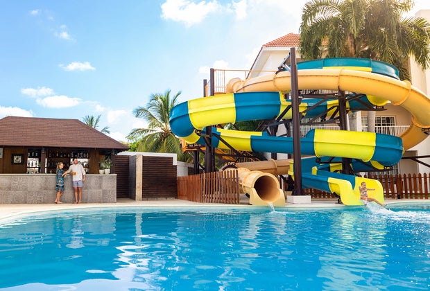 The giant waterslide at the All-Inclusive Hyatt Sunscape Coco Punta Cana Resort
