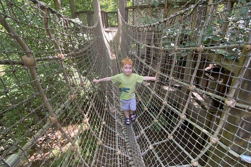 Toddlers can climb among the tree canopy at the Fernbank Forest WildWoods playground . Photo by Kristin Kneeland
