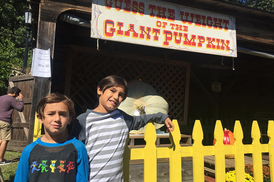 Guess the weight of the giant pumpkin at the Long Island Fair. Photo by Jaime Sumersille