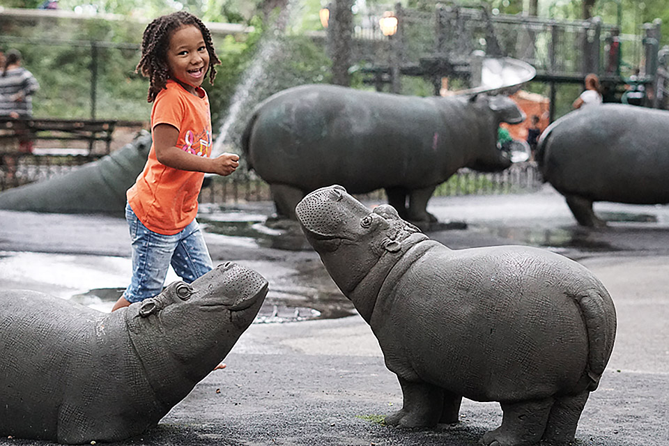 Splash with the hippos at the Upper West Side's Hippo Playground.