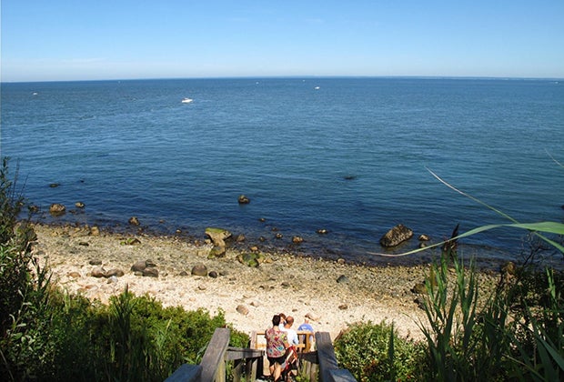 The Horton Point Lighthouse looks out over the Long Island Sound