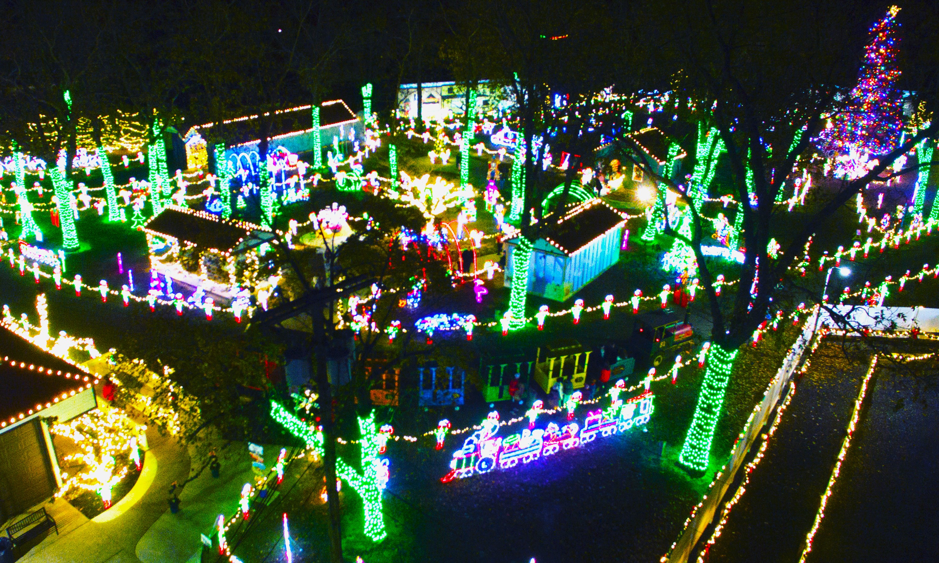 Experience a train ride through a gorgeous display of Christmas lights at DiDonato's Family Fun Center. Photo courtesy of DiDonato's