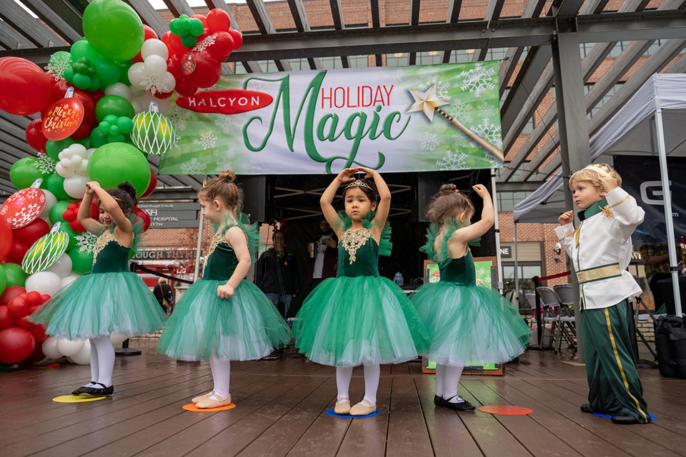 Enjoy Halcyon Holiday Magic at this annual Alpharetta event featuring live music, performances, and beloved characters...including Santa! Photo courtesy of Halcyon