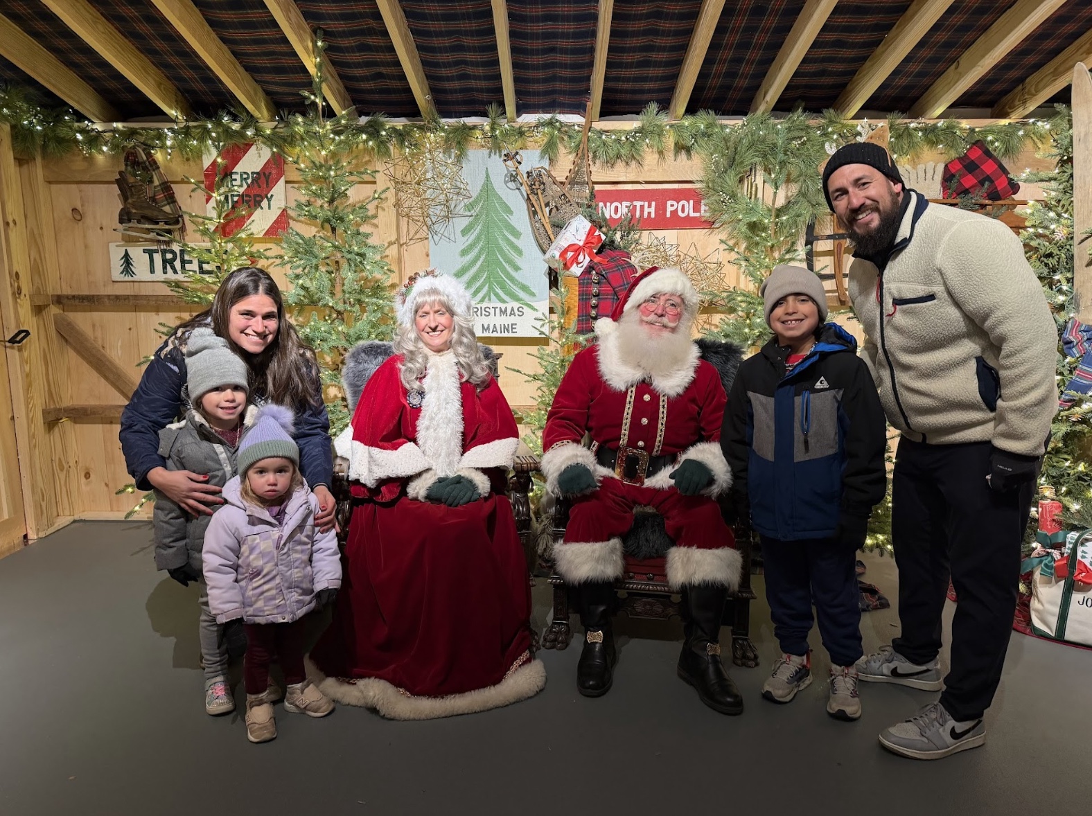 Image of family with Santa at L.L. Bean - Christmas in Maine