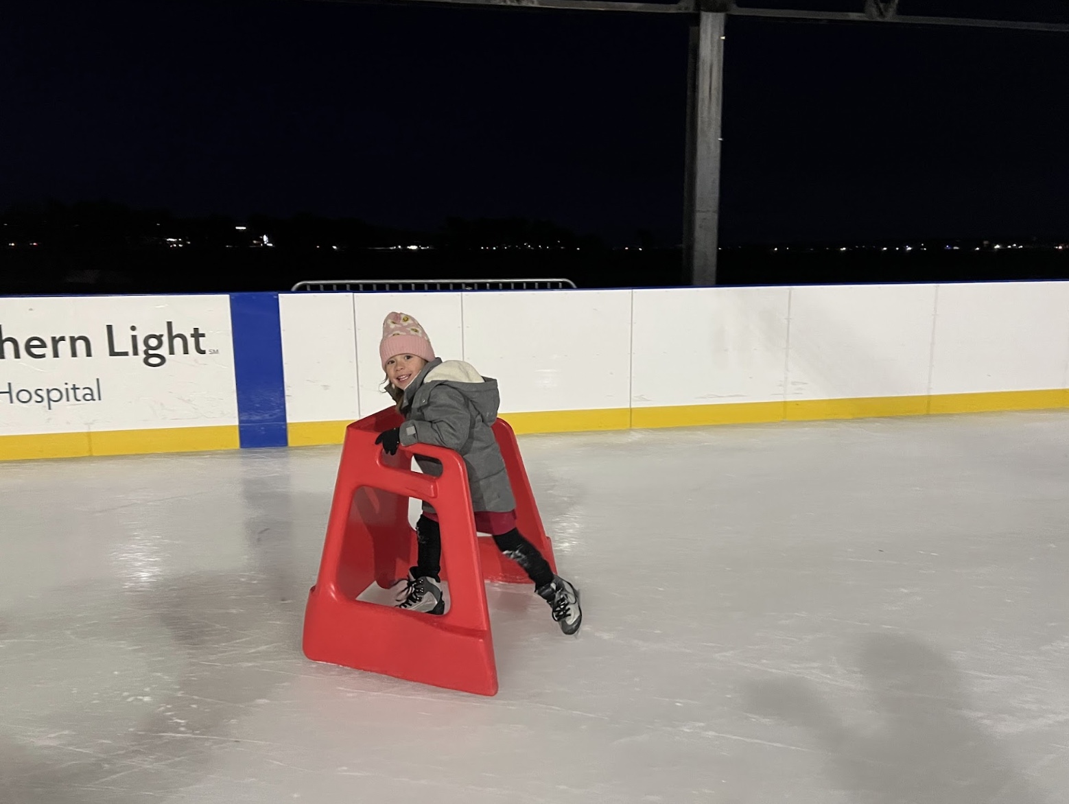 Image of child ice skating - Christmas in Maine