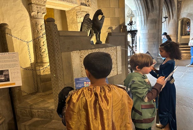 Image of kids on scavenger hunt - Visiting Hammond Castle Museum