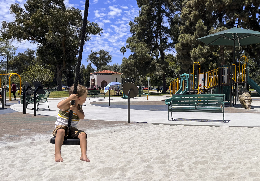 Recreation Park, Long Beach's Newest Playground: Swing on the pulley swings!