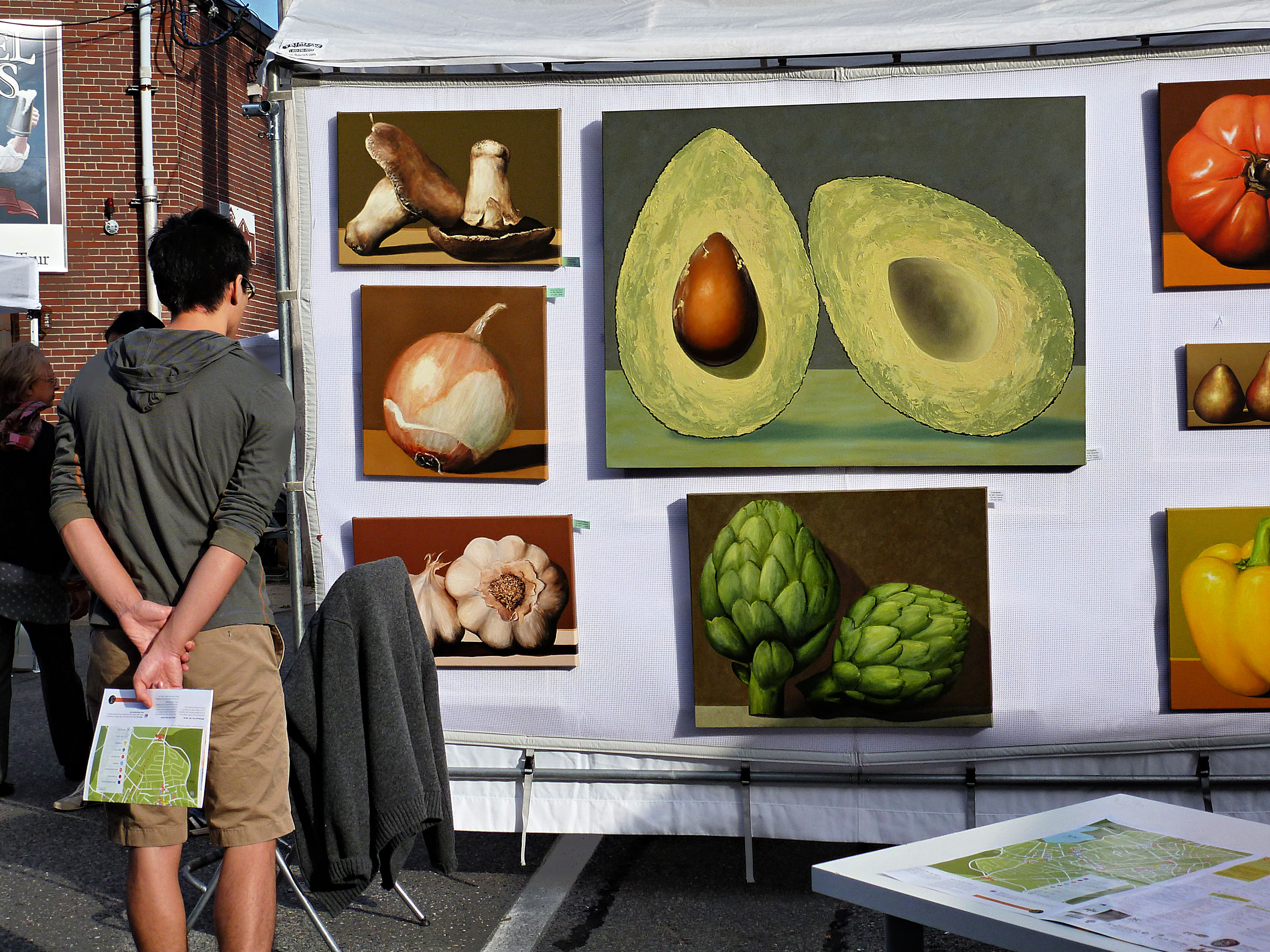 Kids love to browse art in the outdoors. Photo courtesy of Jamaica Plain Open Studios