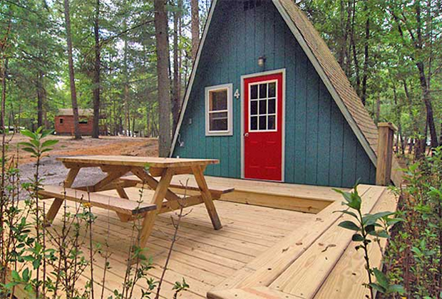  A cabin at Adventure Bound Campgrounds at Tall Pines in New Jersey