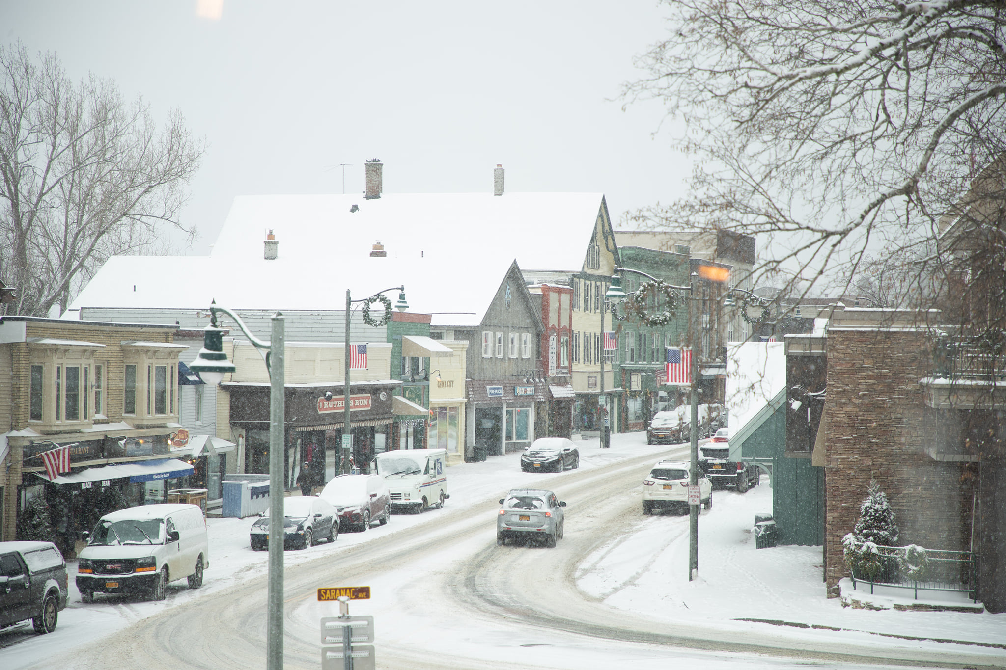 Things to do in Lake Placid with Kids: Lake Placid snowy Main Street