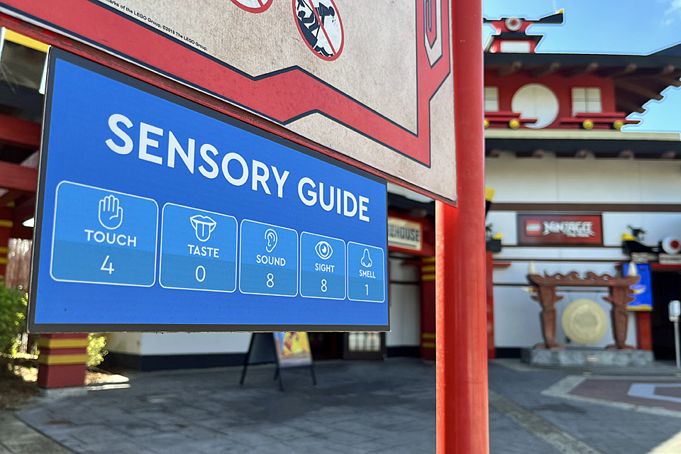 Sensory guides posted outside rides and attractions are one of the resources Legoland New York offers as a Certified Autism Center. Photo courtesy of Legoland