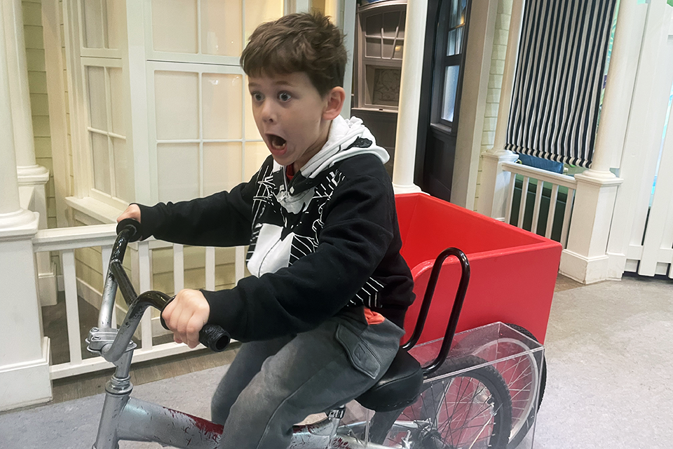 Exploring the Children's Museum of the East End: bike on main street