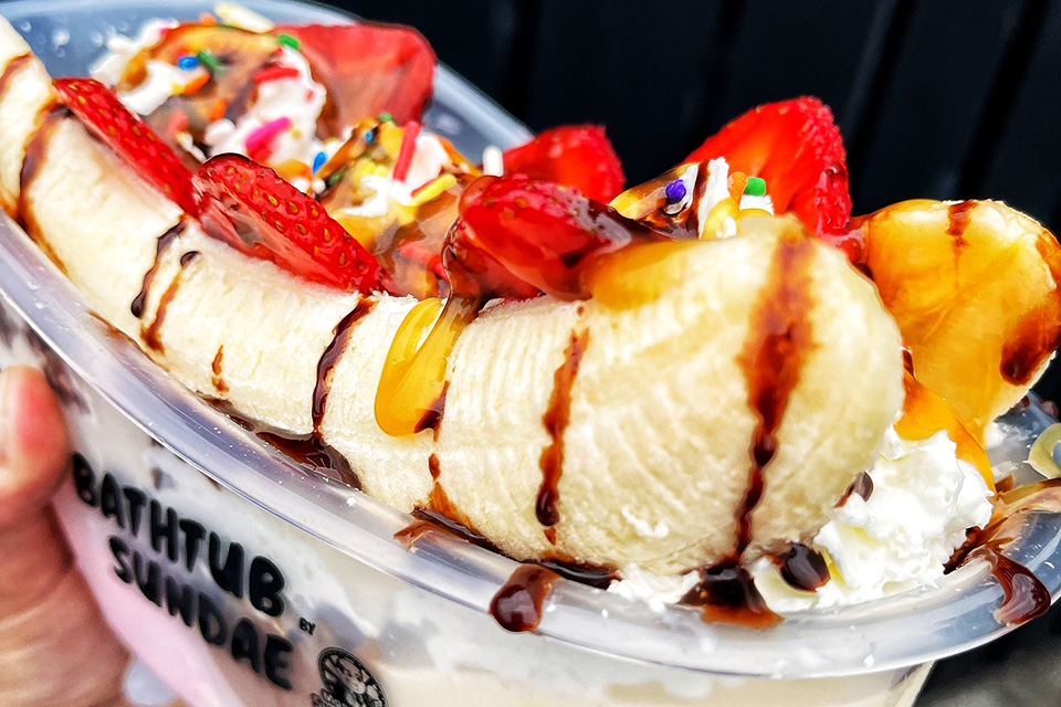 Manny's Sweet Treats in Mineola serves a sundae big enough for a bathtub. 