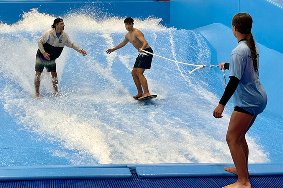 Catch the endless waves at Scott's Pointe's indoor surf simulator.