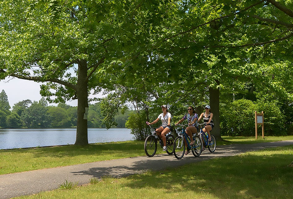 The shared-use path at Bethpage State Park is ideal for cyclists, walkers, and joggers. Photo courtesy of New York Department of Transportation