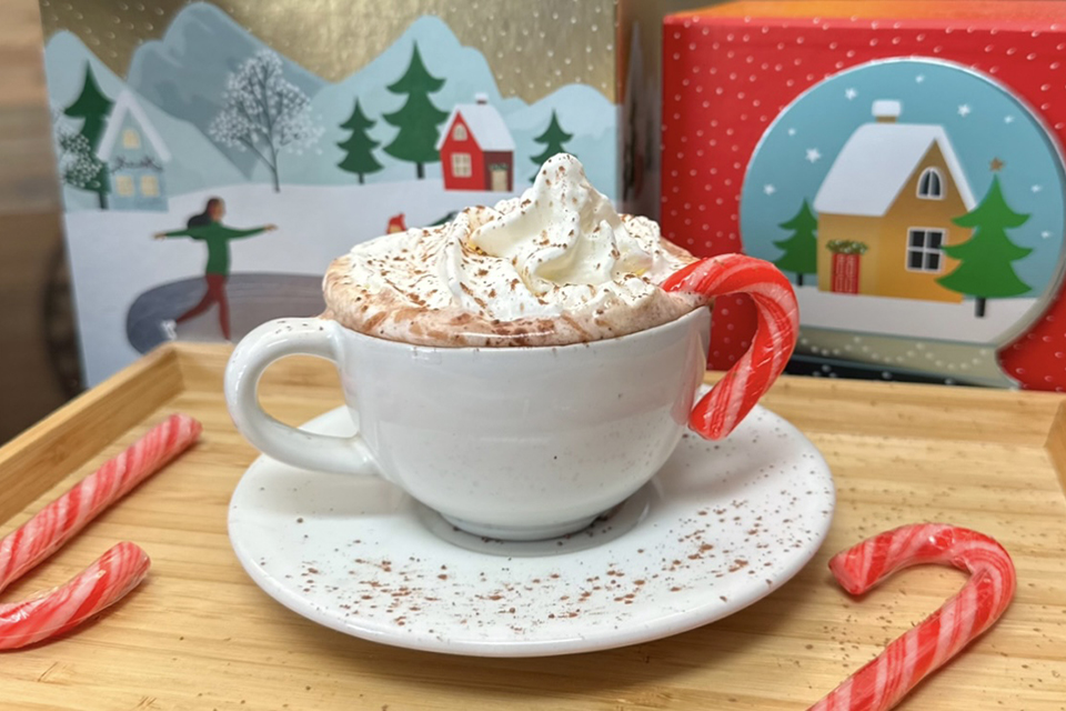 Cozy up to a specialty hot chocolate at Café Portofino in Northport. Photo courtesy of Café Portofino