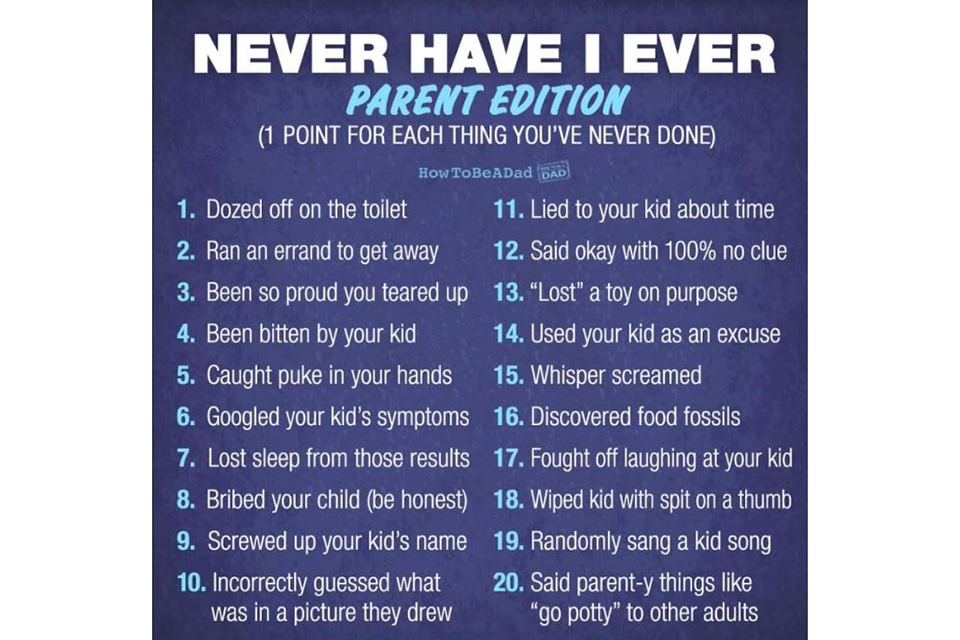 parenting never have I ever meme