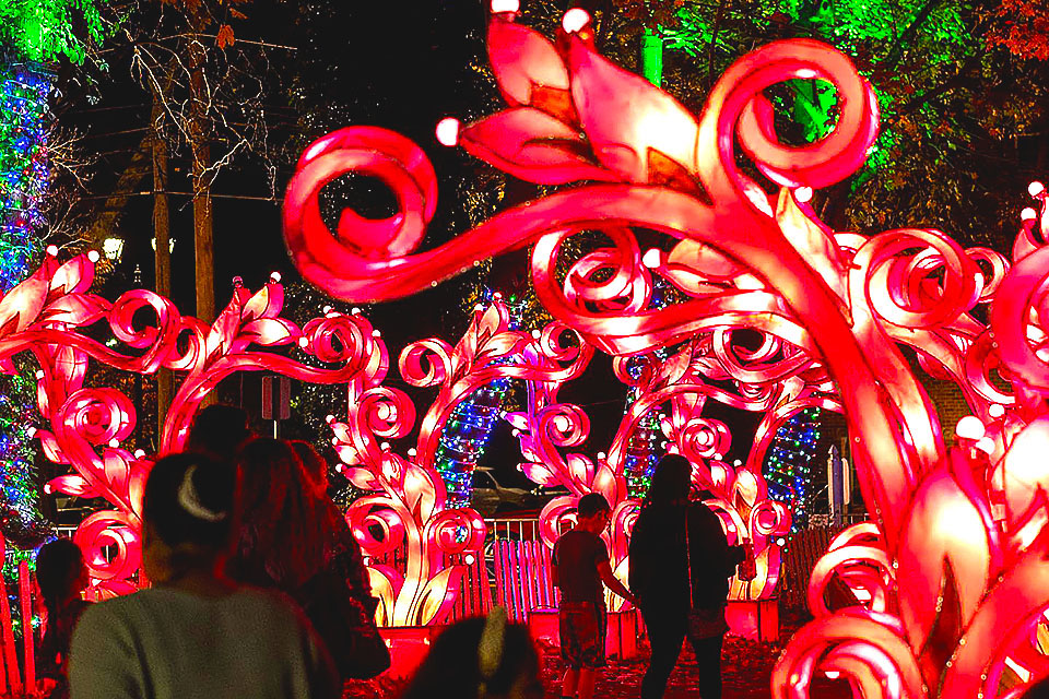 The Winter Lantern Festival: Journey to the East transforms SIUH Ballpark into a glowing walk-through experience. Photo courtesy of the festival