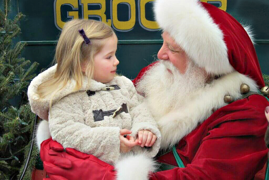 Kids can have a chat with Santa during the Holiday Stroll and tell him everything they want for Christmas. Photo courtesy of New Canaan Chamber of Commerce