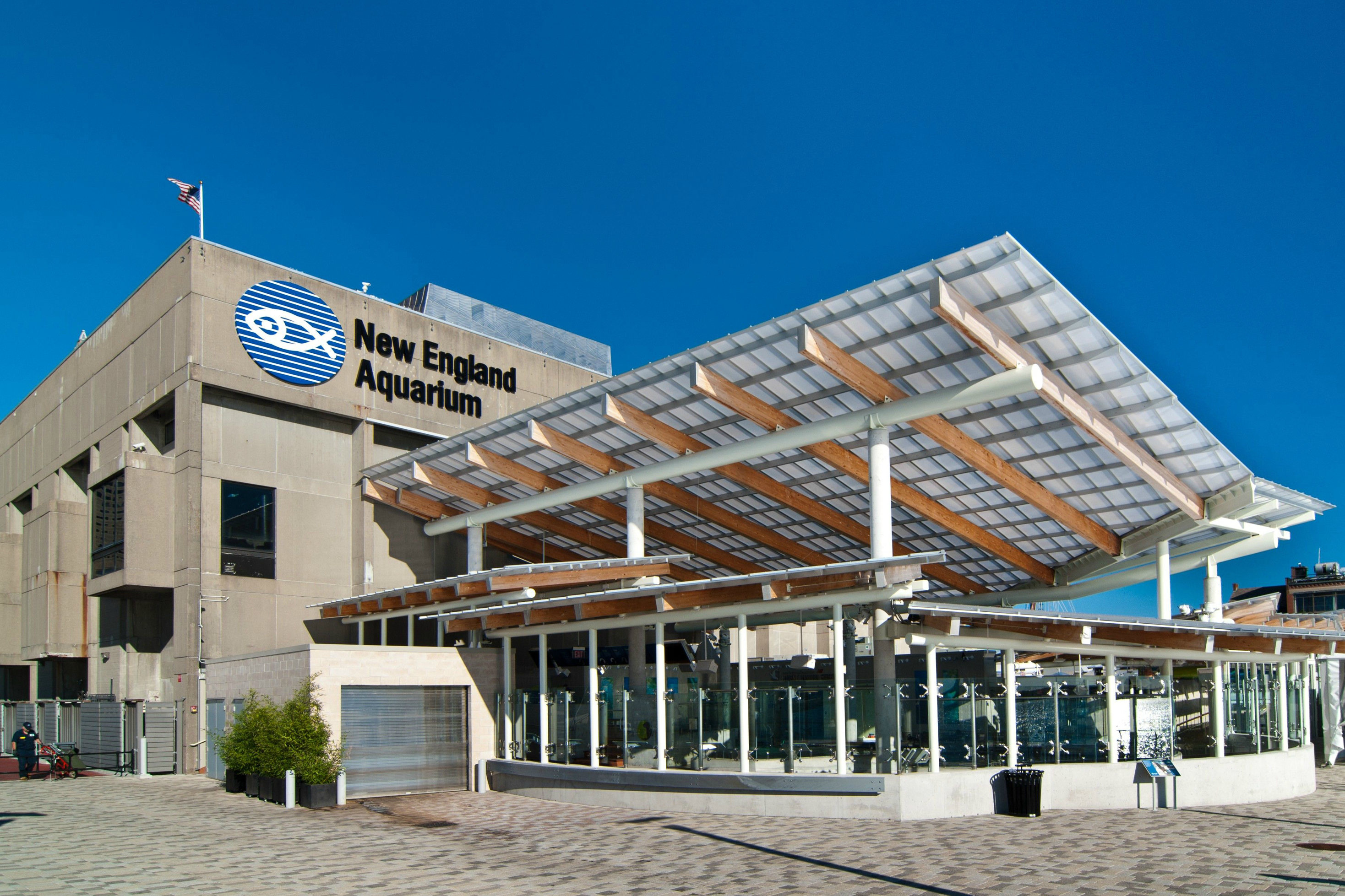 Photo of exterior of Boston's New England Aquarium.