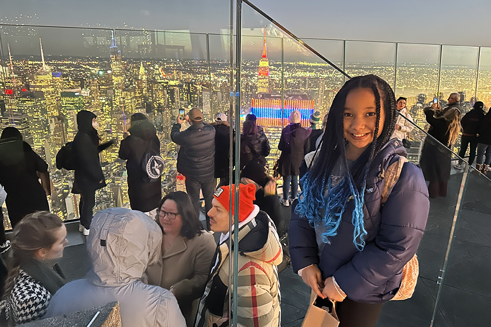 Get a birds eye view of the skyline from the Edge observation deck at Hudson Yards. Plan a visit near sundown to watch the city lights come to life. Photo by Jody Mercier