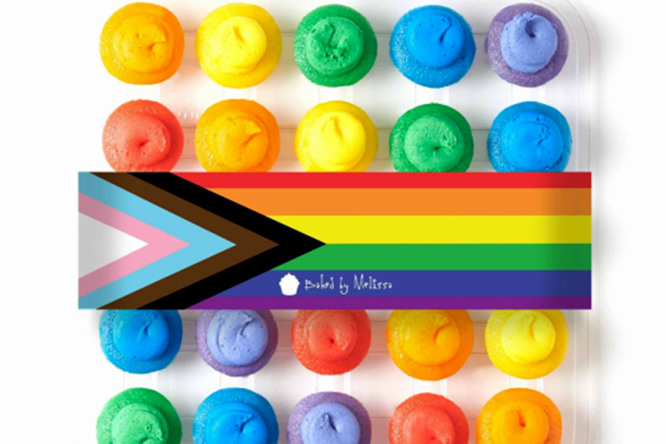 Celebrate Pride month with bite-size Pride Rainbow Cupcakes from Baked by Melissa. Photo courtesy of Baked by Melissa 