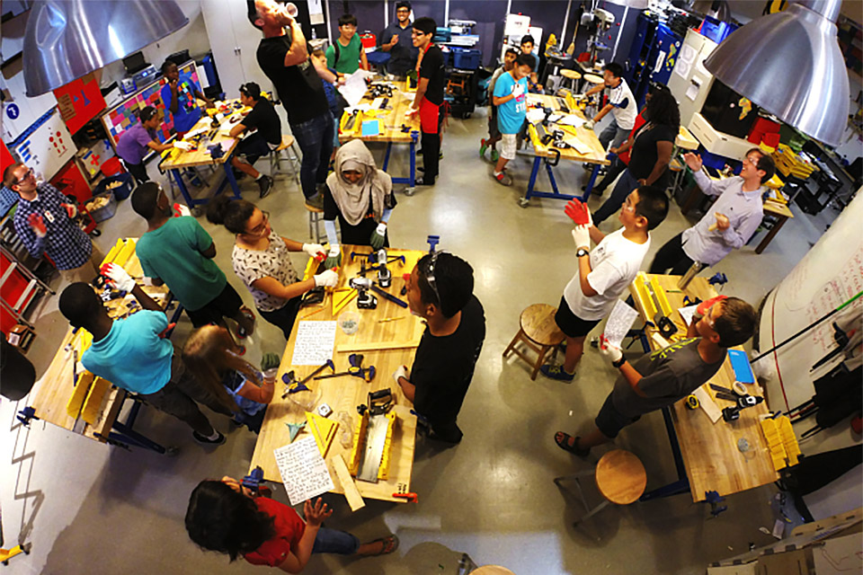 At NYSCI Maker Space, use real tools to make real things and re-use everyday materials in exciting ways. 