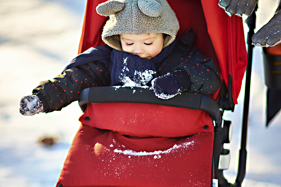 A footmuff envelops tots in cozy warmth in their stroller. Photo courtesy of Bugaboo