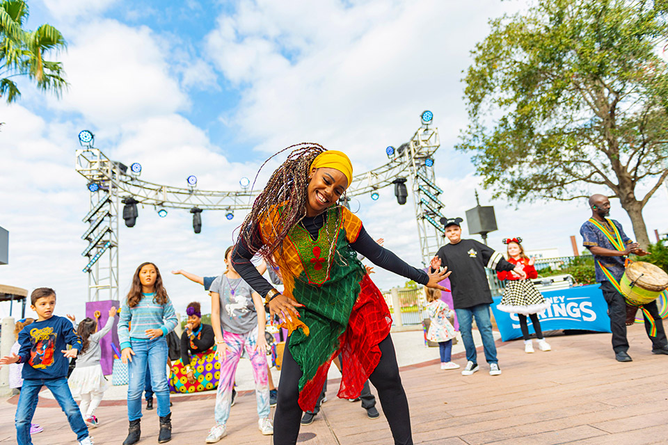 Visit Disney Springs for a special Kids Club event each Saturday in January, featuring interactive family fun. Photo courtesy of Disney