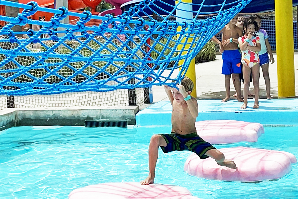 Obstacle courses are part of the water play at Island H2O Water Park.