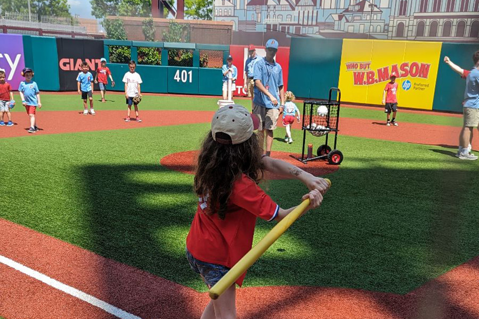 Swing like the pros on the replica field in The Yard, : A Philly Guide to Citizens Bank Park with Kids