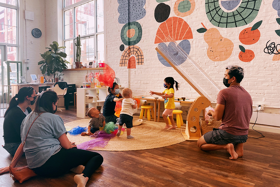 Kith + Kin offers baby, toddler, and parent education classes in a bright, colorful space. Photo courtesy of Kith + Kin