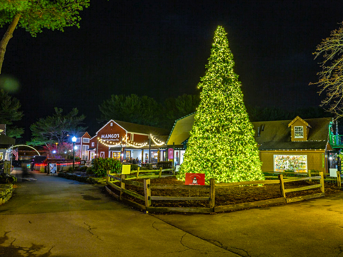 Mistic lights up with Christmas light shows every year! Photo  courtesy of  Olde Mistick Village